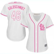 Wholesale Cheap Cardinals #46 Paul Goldschmidt White/Pink Fashion Women's Stitched MLB Jersey
