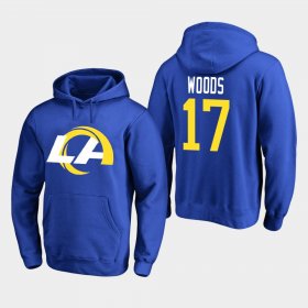 Wholesale Cheap Los Angeles Rams #17 Robert Woods Men\'s 2020 New Logo Royal Pullover Hoodie