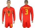 Wholesale Cheap Belgium #3 Vermaelen Red Home Long Sleeves Soccer Country Jersey