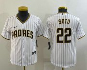 Wholesale Cheap Youth San Diego Padres #22 Juan Soto White Stitched MLB Cool Base Nike Jersey