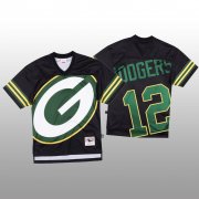 Wholesale Cheap NFL Green Bay Packers #12 Aaron Rodgers Black Men's Mitchell & Nell Big Face Fashion Limited NFL Jersey