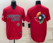 Wholesale Cheap Men's Puerto Rico Baseball 2023 Red World Baseball Big Logo With Patch Classic Stitched Jersey