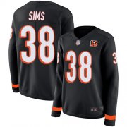 Wholesale Cheap Nike Bengals #38 LeShaun Sims Black Team Color Women's Stitched NFL Limited Therma Long Sleeve Jersey