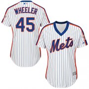 Wholesale Cheap Mets #45 Zack Wheeler White(Blue Strip) Alternate Women's Stitched MLB Jersey