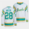 Wholesale Cheap Men's San Jose Sharks #28 Timo Meier White 2022 Reverse Retro Stitched Jersey
