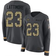 Wholesale Cheap Nike Saints #23 Marshon Lattimore Anthracite Salute to Service Women's Stitched NFL Limited Therma Long Sleeve Jersey