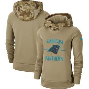 Wholesale Cheap Women's Carolina Panthers Nike Khaki 2019 Salute to Service Therma Pullover Hoodie
