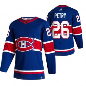 Wholesale Cheap Montreal Canadiens #26 Jeff Petry Blue Men\'s Adidas 2020-21 Reverse Retro Alternate NHL Jersey