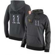 Wholesale Cheap NFL Women's Nike Arizona Cardinals #11 Larry Fitzgerald Stitched Black Anthracite Salute to Service Player Performance Hoodie