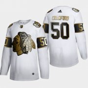 Wholesale Cheap Chicago Blackhawks #50 Corey Crawford Men's Adidas White Golden Edition Limited Stitched NHL Jersey