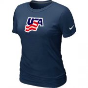 Wholesale Cheap Women's Nike USA Graphic Legend Performance Collection Locker Room T-Shirt Dark Blue