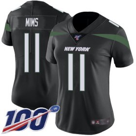 Wholesale Cheap Nike Jets #11 Denzel Mim Black Alternate Women\'s Stitched NFL 100th Season Vapor Untouchable Limited Jersey
