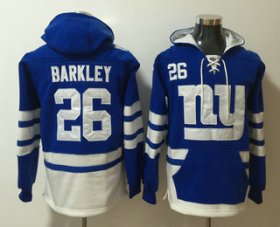 Wholesale Cheap Men\'s New York Giants #26 Saquon Barkley NEW Blue Pocket Stitched NFL Pullover Hoodie