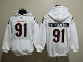 Wholesale Cheap Men\'s Cincinnati Bengals #91 Trey Hendrickson White Pullover Hoodie