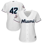 Wholesale Cheap Miami Marlins #42 Majestic Women's 2019 Jackie Robinson Day Official Cool Base Jersey White