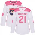 Wholesale Cheap Adidas Panthers #21 Vincent Trocheck White/Pink Authentic Fashion Women's Stitched NHL Jersey