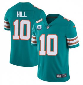 Wholesale Cheap Men\'s Miami Dolphins 2022 #10 Tyreek Hill Aqua With 2-star C Patch Rush Color Stitched Football Jerse