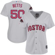 Wholesale Cheap Red Sox #50 Mookie Betts Grey Road 2018 World Series Champions Women's Stitched MLB Jersey