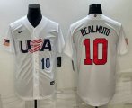 Wholesale Cheap Mens USA Baseball #10 JT Realmuto Number 2023 White World Baseball Classic Stitched Jersey