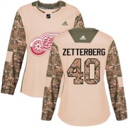 Wholesale Cheap Adidas Red Wings #40 Henrik Zetterberg Camo Authentic 2017 Veterans Day Women's Stitched NHL Jersey