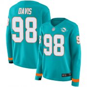 Wholesale Cheap Nike Dolphins #98 Raekwon Davis Aqua Green Team Color Women's Stitched NFL Limited Therma Long Sleeve Jersey