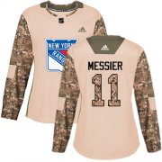 Wholesale Cheap Adidas Rangers #11 Mark Messier Camo Authentic 2017 Veterans Day Women's Stitched NHL Jersey