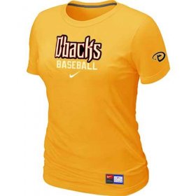 Wholesale Cheap Women\'s Arizona Diamondbacks Nike Short Sleeve Practice MLB T-Shirt Yellow