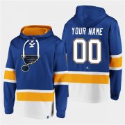 Wholesale Cheap Men's St. Louis Blues Active Player Custom Blue Ageless Must-Have Lace-Up Pullover Hoodie