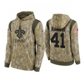 Wholesale Cheap Men\'s New Orleans Saints #41 Alvin Kamara Camo 2021 Salute To Service Therma Performance Pullover Hoodie