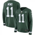 Wholesale Cheap Nike Jets #11 Denzel Mim Green Team Color Women's Stitched NFL Limited Therma Long Sleeve Jersey
