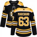 Wholesale Cheap Adidas Bruins #63 Brad Marchand Black Home Authentic Women's Stitched NHL Jersey