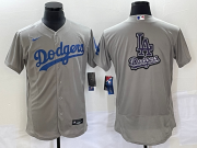 Wholesale Cheap Men's Los Angeles Dodgers Gray Team Big Logo Flex Base Stitched Baseball Jersey 1