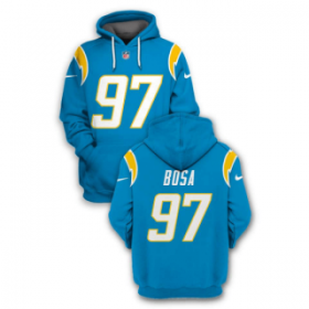 Wholesale Cheap Men\'s Los Angeles Chargers #97 Joey Bosa Blue 2021 Pullover Hoodie