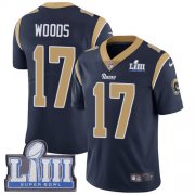 Wholesale Cheap Nike Rams #17 Robert Woods Navy Blue Team Color Super Bowl LIII Bound Youth Stitched NFL Vapor Untouchable Limited Jersey