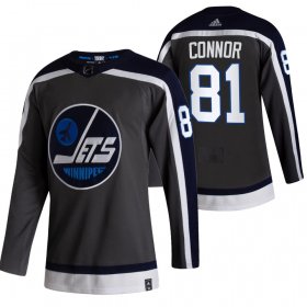 Wholesale Cheap Winnipeg Jets #81 Kyle Connor Black Men\'s Adidas 2020-21 Reverse Retro Alternate NHL Jersey