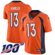 Wholesale Cheap Nike Broncos #13 KJ Hamler Orange Team Color Men's Stitched NFL 100th Season Vapor Untouchable Limited Jersey