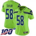 Wholesale Cheap Nike Seahawks #58 Darrell Taylor Green Women's Stitched NFL Limited Rush 100th Season Jersey