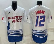 Wholesale Cheap Men's Puerto Rico Baseball #23 Francisco Lindor White 2023 World Baseball Classic Stitched Jerseys