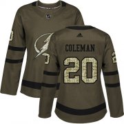Cheap Adidas Lightning #20 Blake Coleman Green Salute to Service Women's Stitched NHL Jersey