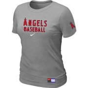 Wholesale Cheap Women's Los Angeles Angels Nike Short Sleeve Practice MLB T-Shirt Light Grey