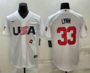 Wholesale Cheap Men's USA Baseball #33 Lance Lynn 2023 White World Baseball Classic Stitched Jerseys