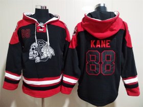 Wholesale Cheap Men\'s Chicago Blackhawks #88 Patrick Kane Black Ageless Must Have Lace Up Pullover Hoodie
