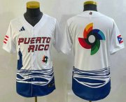 Wholesale Cheap Youth Puerto Rico Baseball Big Logo White 2023 World Baseball Classic Stitched Jerseys