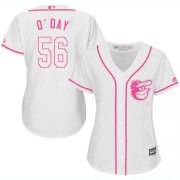 Wholesale Cheap Orioles #56 Darren O'Day White/Pink Fashion Women's Stitched MLB Jersey