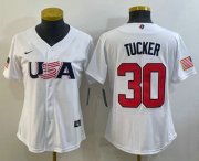 Wholesale Cheap Women's USA Baseball #30 Kyle Tucker 2023 White World Classic Stitched Jersey