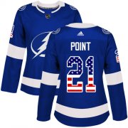 Wholesale Cheap Adidas Lightning #21 Brayden Point Blue Home Authentic USA Flag Women's Stitched NHL Jersey