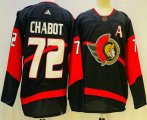 Wholesale Cheap Men's Ottawa Senators #72 Thomas Chabot Black 2022 Reverse Retro Authentic Jersey