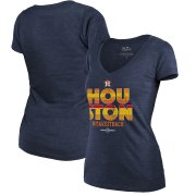 Wholesale Cheap Houston Astros Majestic Threads Women's 2019 World Series Bound Local Tri-Blend V-Neck T-Shirt Navy