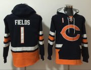 Wholesale Cheap Men's Chicago Bears #1 Justin Fields Black Ageless Must-Have Lace-Up Pullover Hoodie