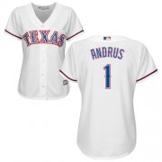 Wholesale Cheap Rangers #1 Elvis Andrus White Home Women's Stitched MLB Jersey